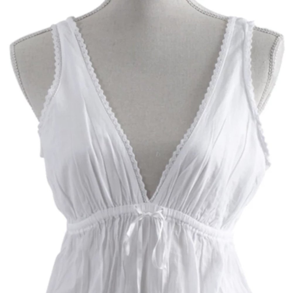Handmade V-Neck Nightgown with Lace Trim by Taleen